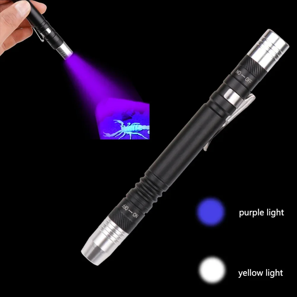 Mini Flashlight Pocket Pen Lights 395nm Black Light Pen Flashlights Ultraviolet Torch UV Light Detector for Test Checking