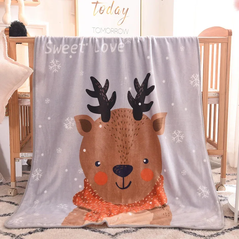 100x140cm Soft Plush Cartoon Animal Blanket Fuzzy Fannel Throw Warm Cover Up for Home Camp Bedroom Daily Use Nap