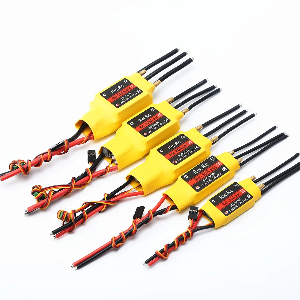 방수 브러시리스 RW.RC 30A 50A 80A 125A 200A ESC 속도 컨트롤러 2-6S 리포 5V/5A BEC UBEC 포함 RC 보트 선박 모델 부품용