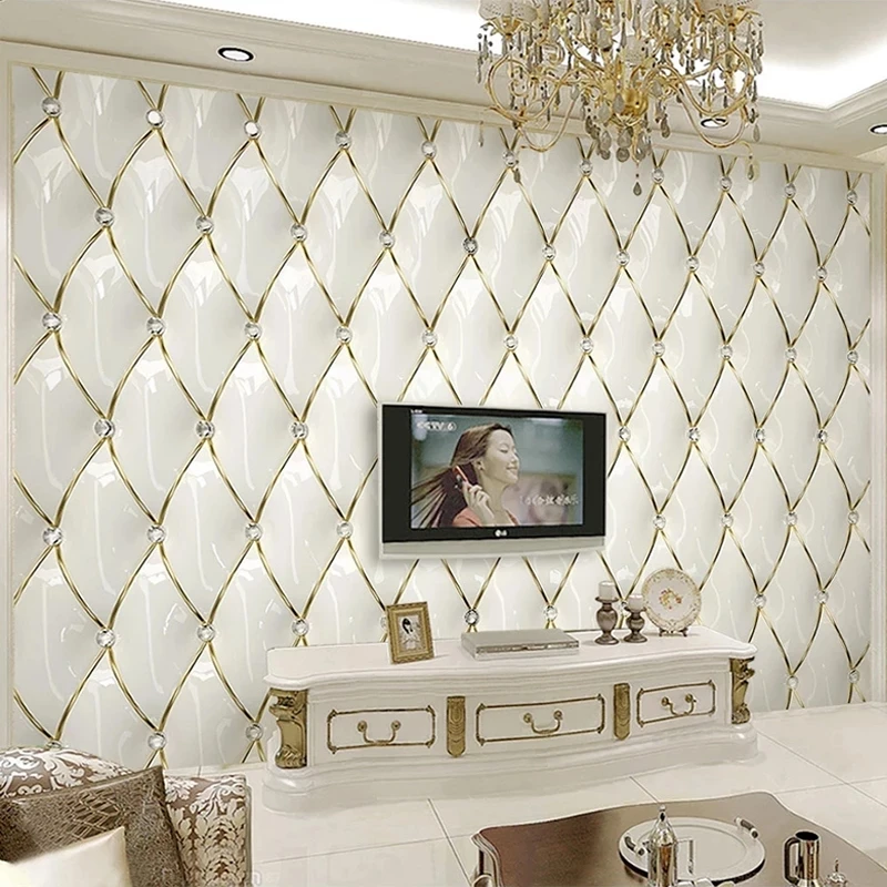 Custom Mural self-adhesive Wallpaper 3D European Gold Soft Bedroom Living room sofa TV background wall restaurant study Hotel