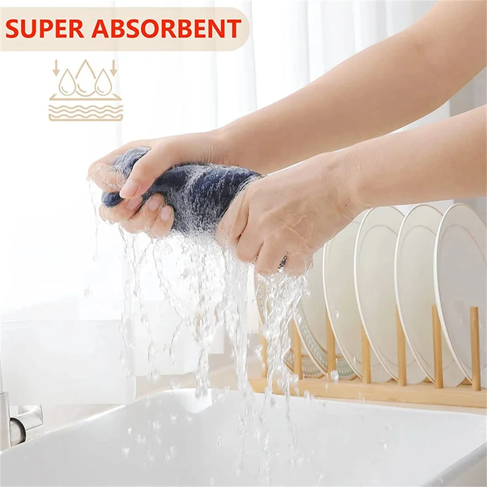 Homaxy 4/6Pcs Cotton Kitchen Towels Ultra Soft Dishcloth Magic Cleaning Cloth Absorbent Cleaning Towel Thickened Wipe Wash Towel