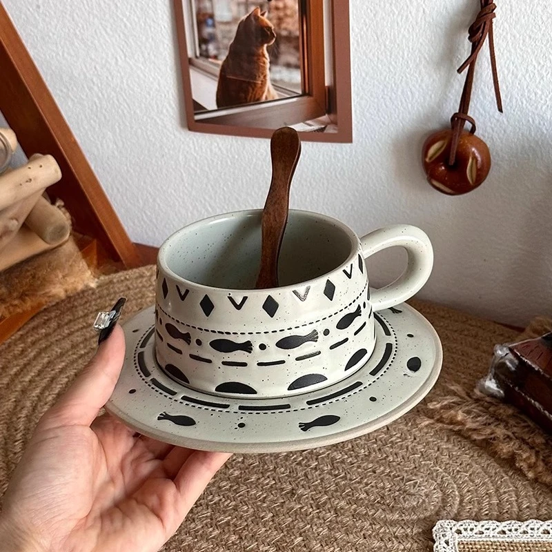 

Saucer Ceramic Coffee Cup Handle Creative Cold Portable Coffee Cup Cappuccino Cute Canecas De Porcelana House Accessories