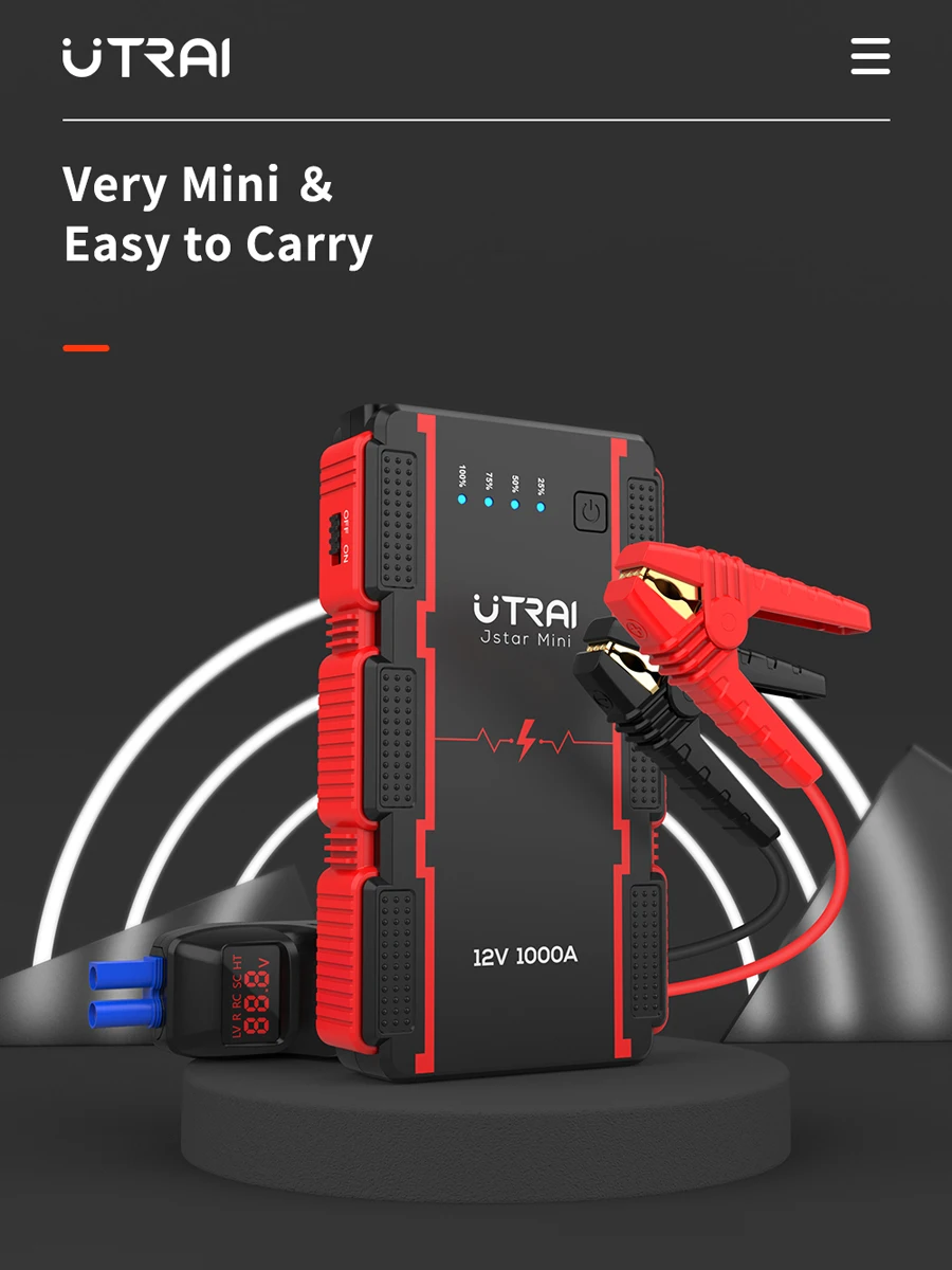 UTRAI 1000A Jump Starter Power Bank urządzenie rozruchowe przenośna ładowarka awaryjny wzmacniacz 12V akumulator samochodowy Jump Starter — zdjęcie produktu 7