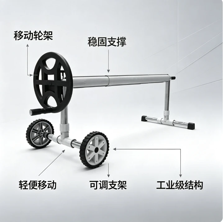 Adjustable Aluminum Pool Cover Roller With Wheels Portable Solar Blanket Winding Reel For Swimming Spa Indoor Outdoor