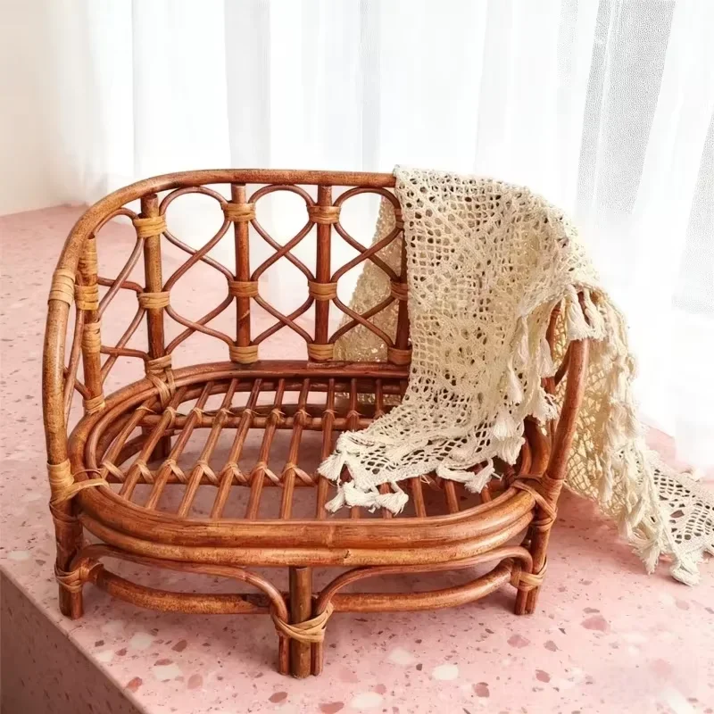 

Реквизит для фотосъемки новорожденных из ротанга ручной работы в стиле ретро — детская корзина, диван-стул, деревянные студийные аксессуары для детской фотосессии