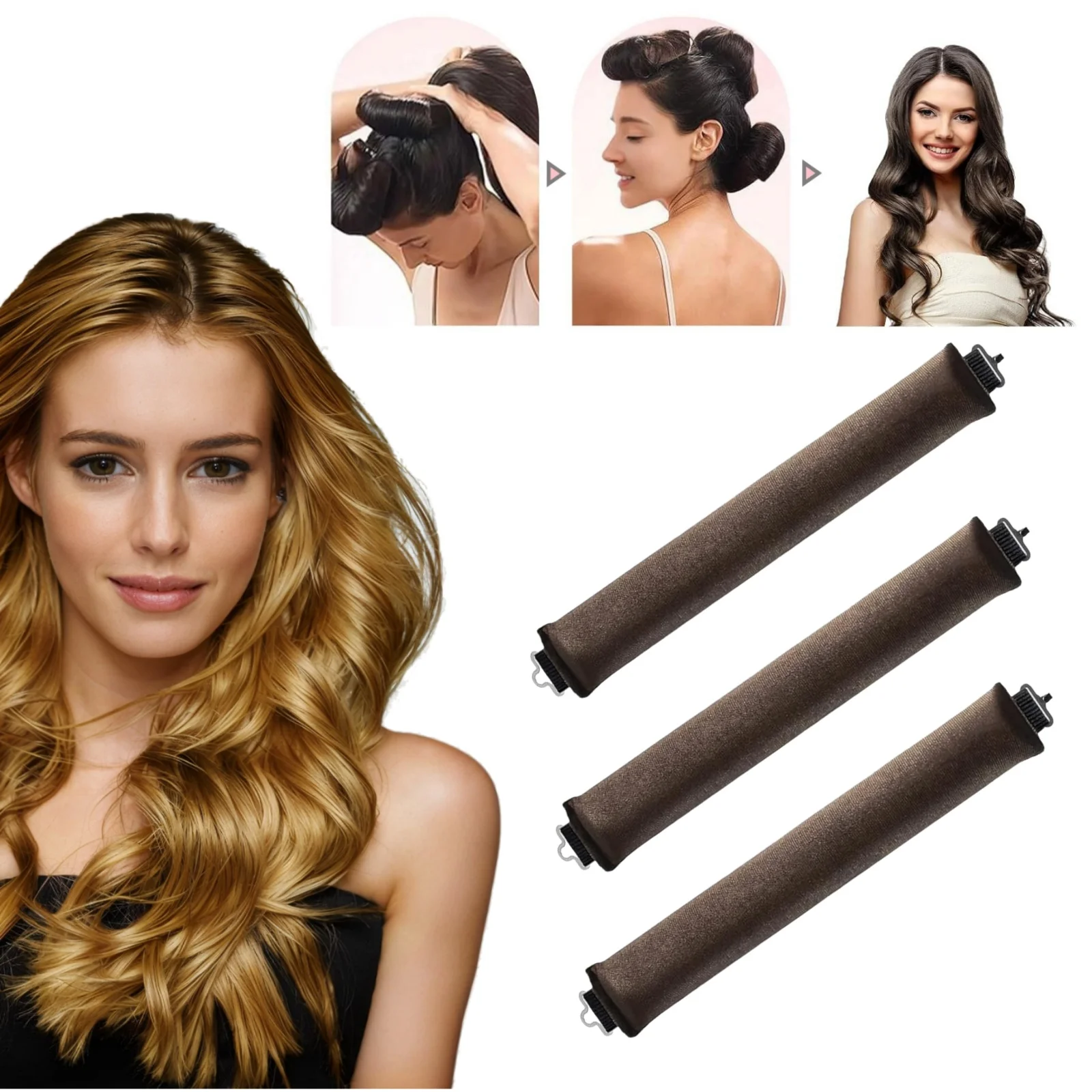 3 uds rizador de pelo sin calor varilla rizadora para rizos durante la noche rizadores de pelo suaves para dormir en mujeres sin rizador de calor para cabello largo y corto