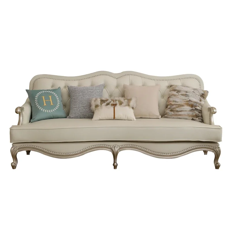 

LJY ** американский светлый роскошный диван из цельного дерева, ткань для гостиной цвета шампанского, золото, элитный полный комплект мебели, итальянский диван