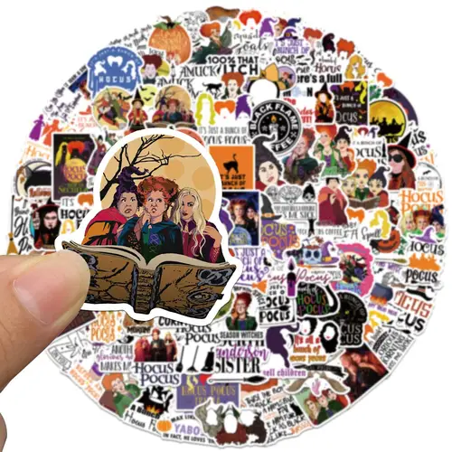 100Pcs Halloween Witch Hocus Pocus Stickers Horror Decal Skateboard Phone Luggage Laptop Car Waterproof Stickers Kids Toy - Image 3