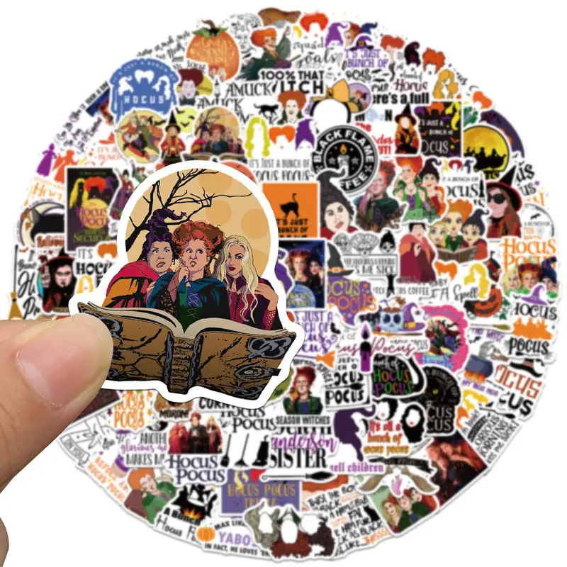100Pcs Halloween Witch Hocus Pocus Stickers Horror Decal Skateboard Phone Luggage Laptop Car Waterproof Stickers Kids Toy - Image 3