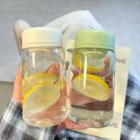 450ml Girls Portabel Water Bottle Mini Cute Coffee Tea Cup Plastic Drink Bottle Students Summer Drinkware with Tea Infuser