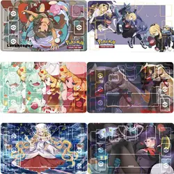 Pokemon Self Made 60X35Cm Card Mat Charizard Cynthia Garchomp Ptcg Dedicated Game Single Player Battle Anime Characters Card Pad