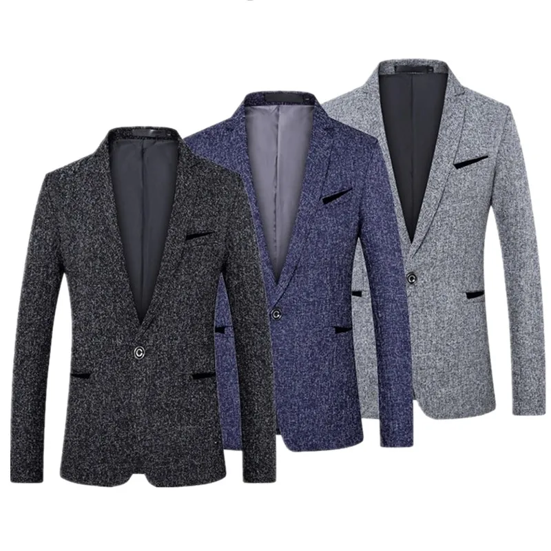 New Men Business Casual Suit One Button Jacket Fashion Simple Style Comfortable Breathable Dress Blazer for Homme