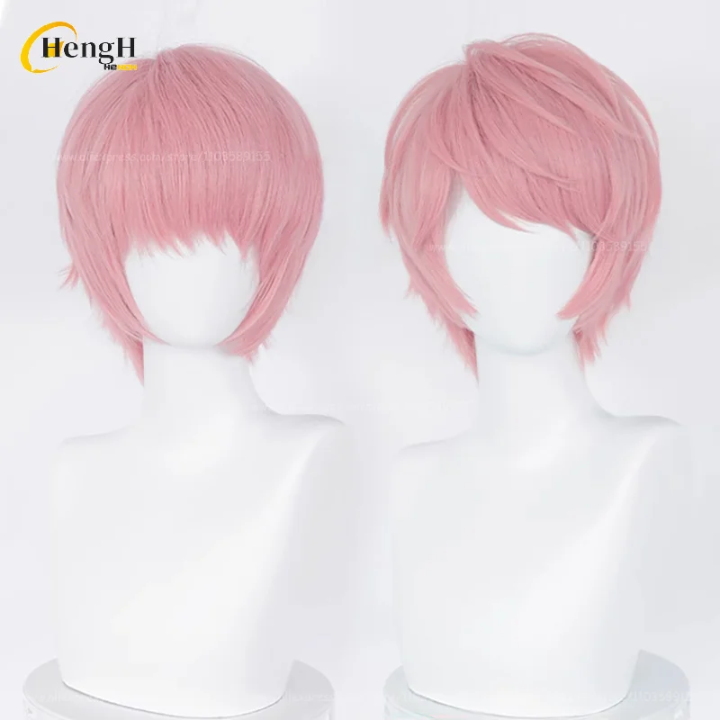 In Stock Synthetic Hair Anime Itsuki Shu Cosplay Wig Unisex 30cm Pink Cosplay Anime Wig Heat Resistant Hair Halloween Party Wigs