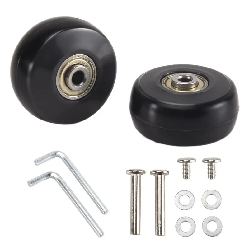 50X24mm Set Of 2 Luggage Suitcase Accessories Wheels,PU Swivel Caster Wheels Carbon Steel Bearings Repair Kits-A27R