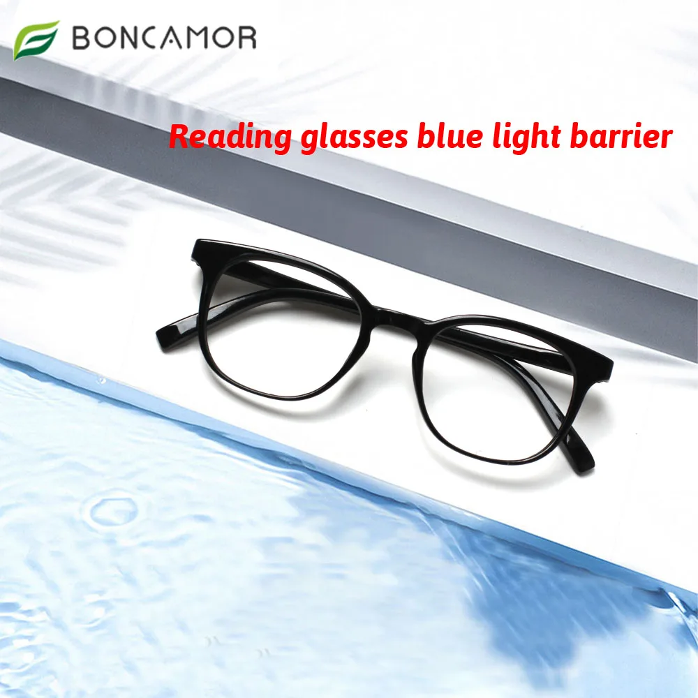 

Boncamor Reading Glasses Spring Hinge Anti-Blue Light Eyeglasses Optical Computer Gaming Goggles Men Women Diopter +0.5+1.0+3.