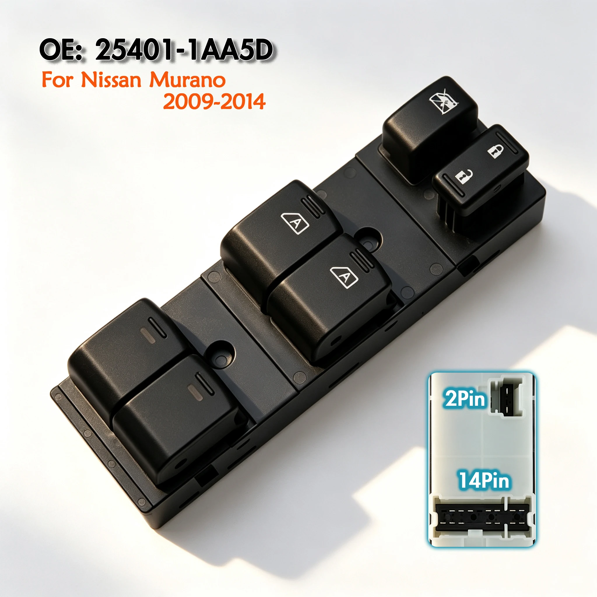 25401-1AA5D For Nissan Murano 2009-2014,Front Left Driver Side Electric Master Power Window Switch Glass Lifter Control Button
