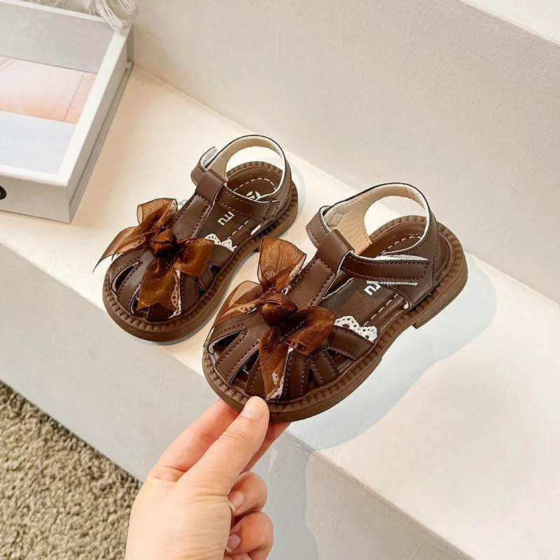 

Fashionable Girls' Flower Elegant Casual Sandals Summer New Round Headed Beautiful Princess Flat and Comfortable Sandals