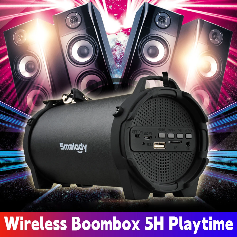 

High Power Portable Bluetooth Speaker Wireless Loudspeaker with Shoulder Strap Waterproof Stereo Sound for Camping Hiking Party