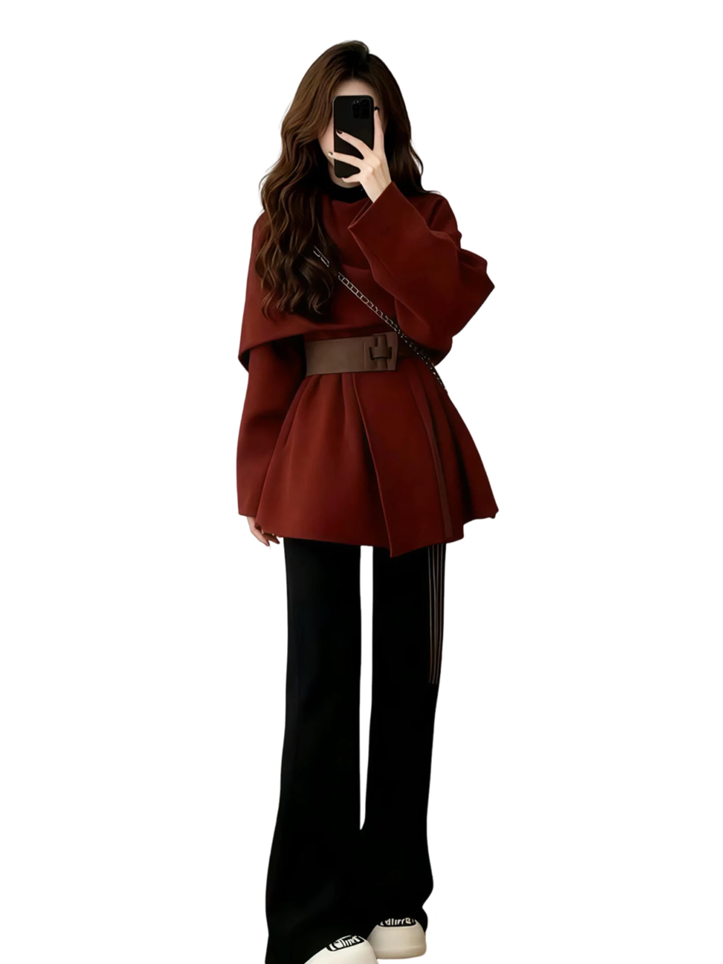 Rode Cowl Ne Sweaterjas Dames Nieuwjaarsmode, stijlvolle, verfijnde top, schouderomslag, hoogwaardige polyestervezel