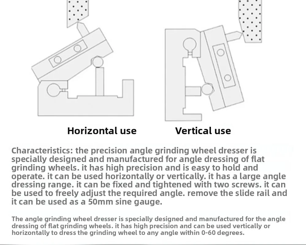 Handheld sine wheel angle adjuster, a dressing fixture used for precise angle forming and dressing of grinding wheels