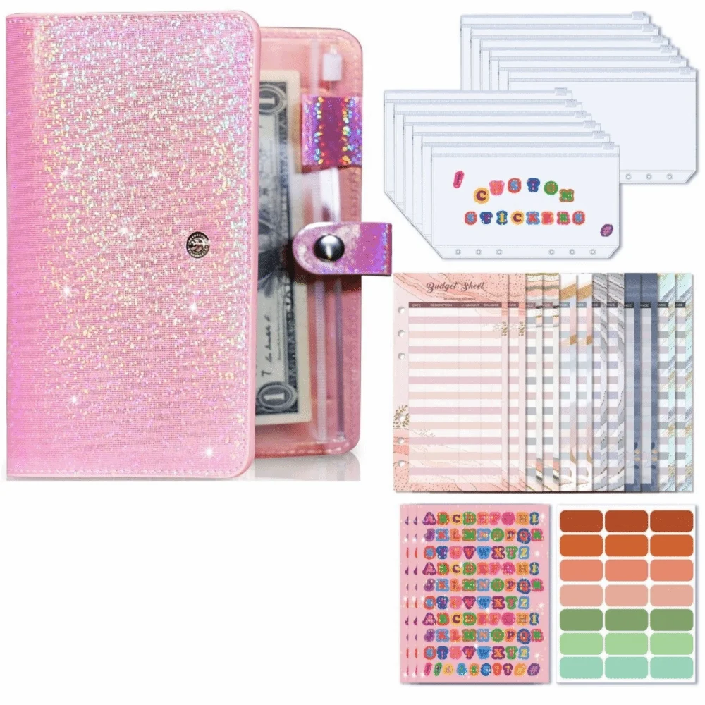 

Soft Leather A6 Budget Binder Wallet Budgeting Savings Money Budget Binder Planner with 12pcs Zipper Envelopes