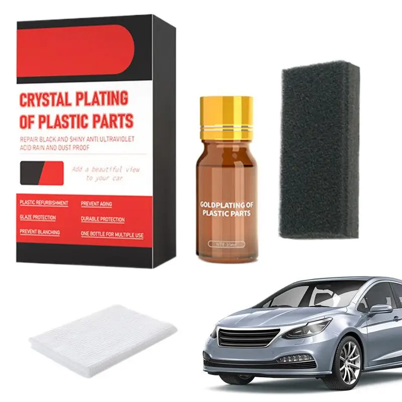 

1 Set 10ml/30ml Car Plastics Parts Crystal Plating For Instrument Panels Sponge Auto Refresher Agent For Car