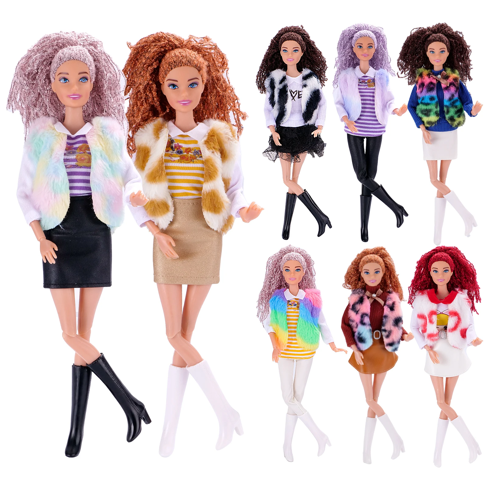 5 pçs roupas de boneca para 30cm acessórios de boneca jóias óculos fones de ouvido vestido de princesa para babi 11.8 polegada 28cm 1/6 bjd casa de bonecas