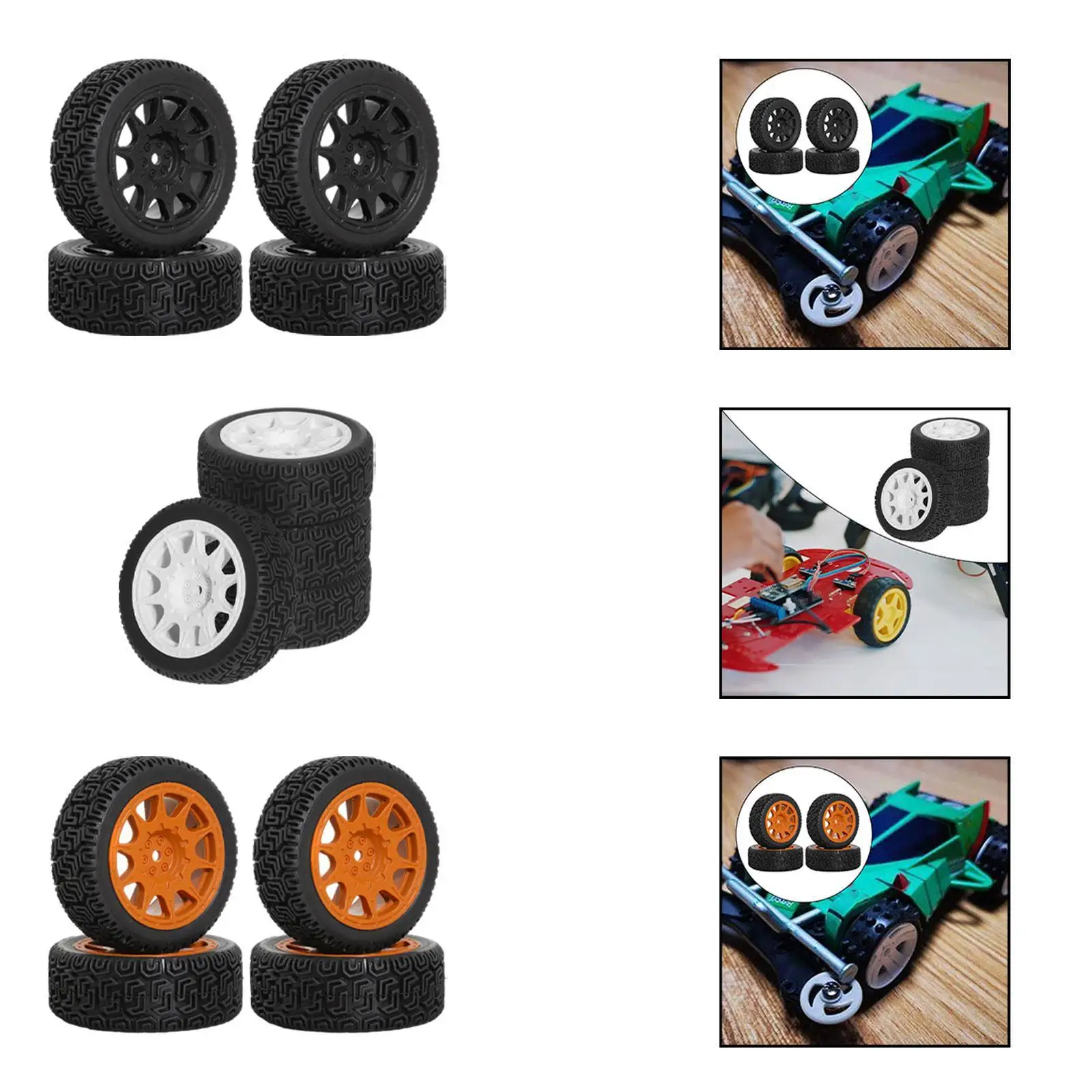 

4Pcs 1/10 RC Tires TT01 Sturdy RC Modification Accessory Spare Parts Easy to Install RC Parts Accessory Replacement Modification