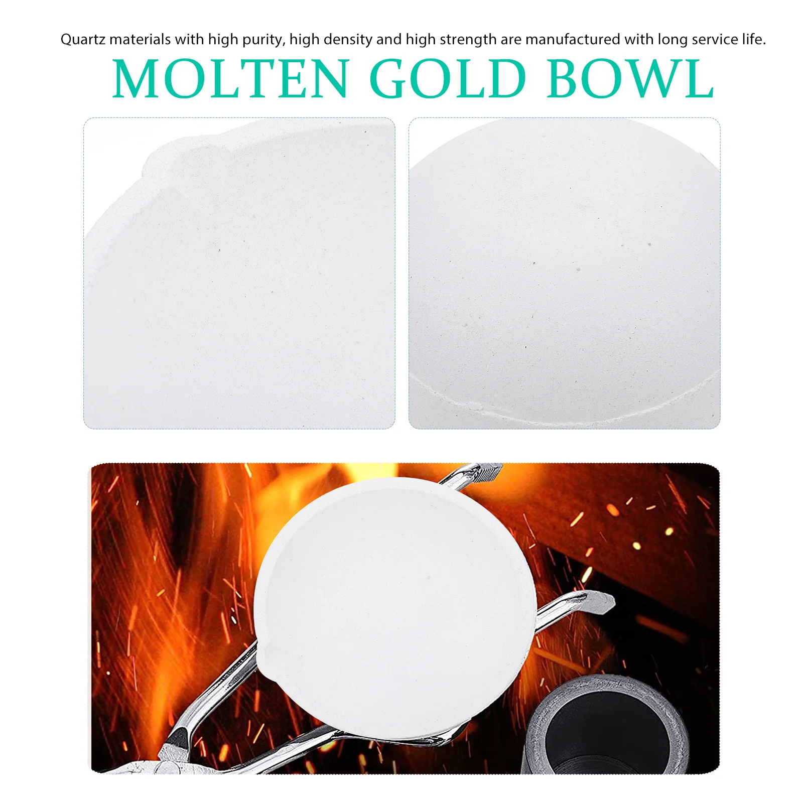 

1Pcs Quartz Crucible High Strength Corrosion Resistance Melting Bowl for Silver Gold Copper Aluminum Metal Smelting