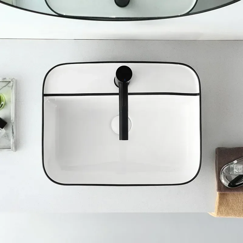 Ceramic Bathroom Sinks Luxury Above Counter Basin Bathroom Wash Basin Square Kitchen Sink Modern Bathroom fixtures
