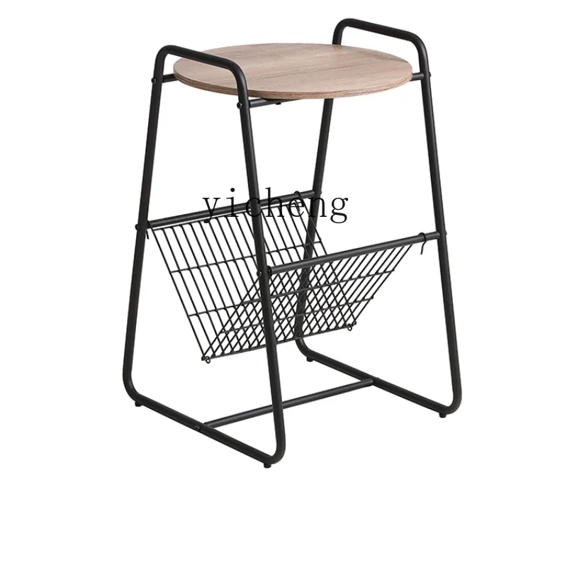 

ZK Side Table Table Modern Minimalist Living Room Sofa Corner Table Creative Bedside-Use Mobile Small round Tea Table