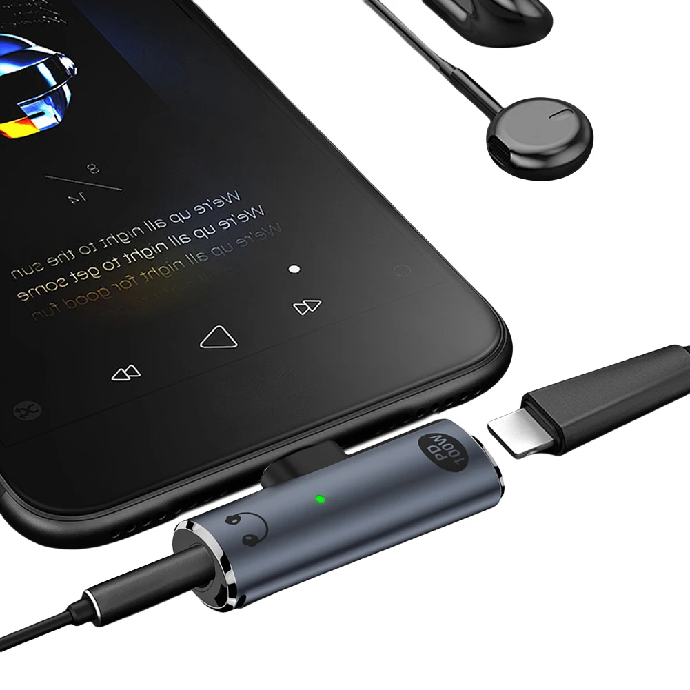 

2 in 1 Audio Aux Adapter PD 100W USB C To Type-C Converter with Aux Audio Jack Earphone Splitter for Xiaomi Huawei For iphone
