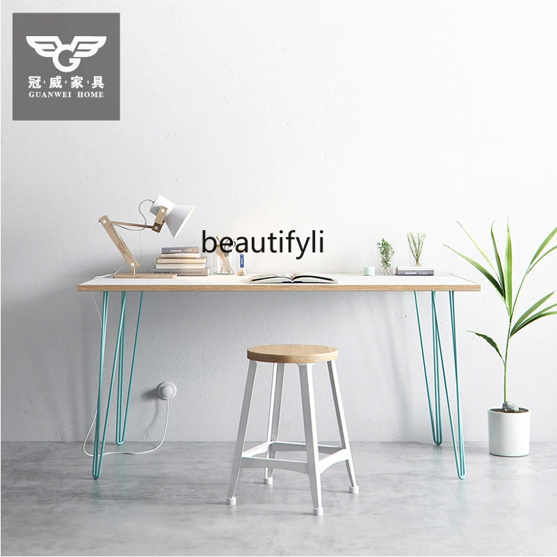 White Desk Pastoral Mediterranean Barrettes Leg Table Nordic Solid Wood Writing Desk Japanese Style Fashion Table