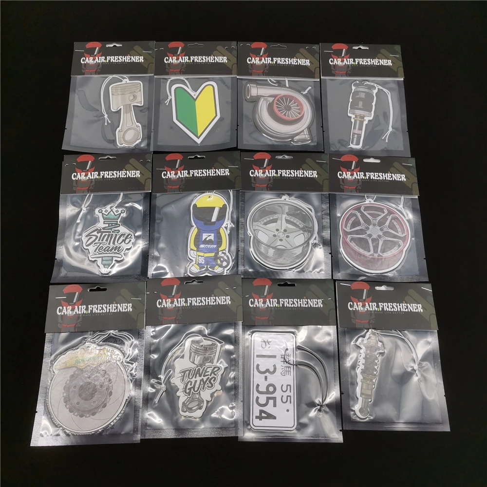 سيارة معطّر الهواء شنقا السيارات مرآة الرؤية الخلفية العطور JDM سباق نمط تعديل توربو قرص فرامل امتصاص الصدمات الورق الصلب #5