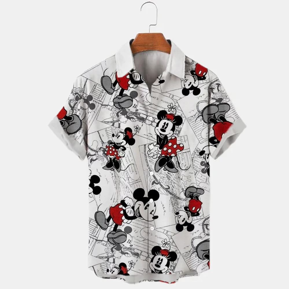 Disney Spring And Autumn New 3d Printing Disney Mickey Mouse Temperament Men\'s Shirt Summer Fashion Street Trend Vintage Top