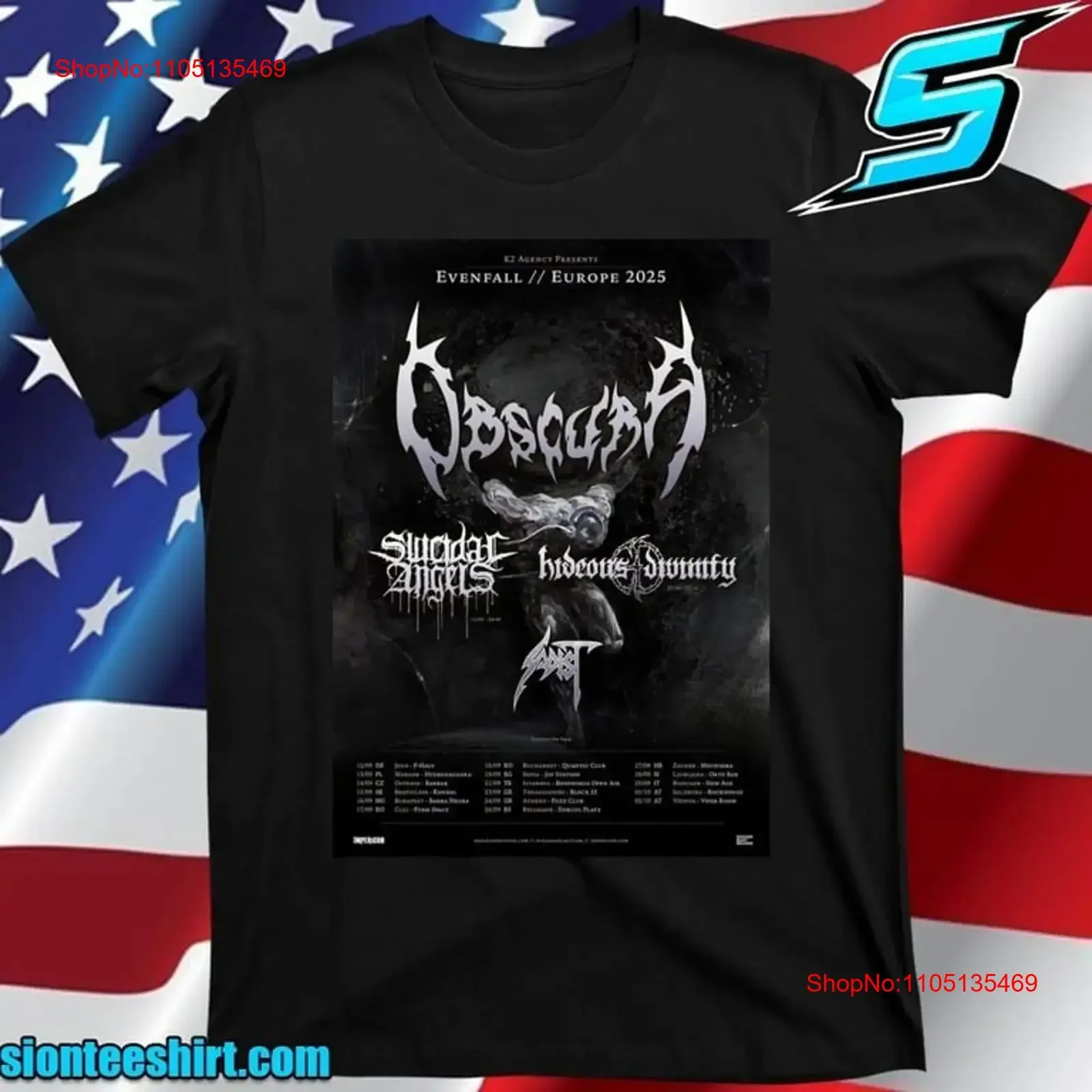 Obscura A Sonication World Tour 2025 South And Eastern Europe T Shirt vintage Washed streetwear Soft Versatile Stretched
