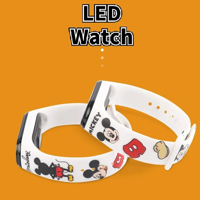 New Disney Mickey Minnie LED Touch Watch Donald DuckBracelet Watch Student Children Sports Cartoon Electronic Watch Present toy