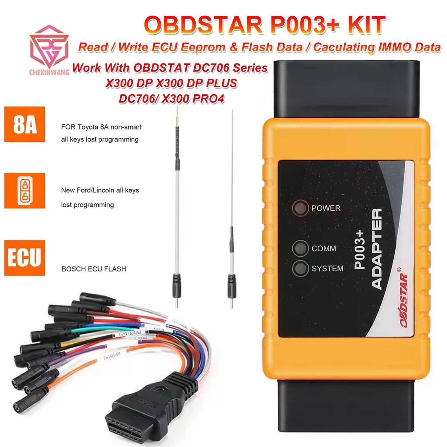 OBDSTAR P003+ Комплект адаптера для скамейки/загрузчика для OBDSTAR DC706 Поддержка ME9.0, MED9.1, MED9.6.1, ME9.5.10, EDC16C39