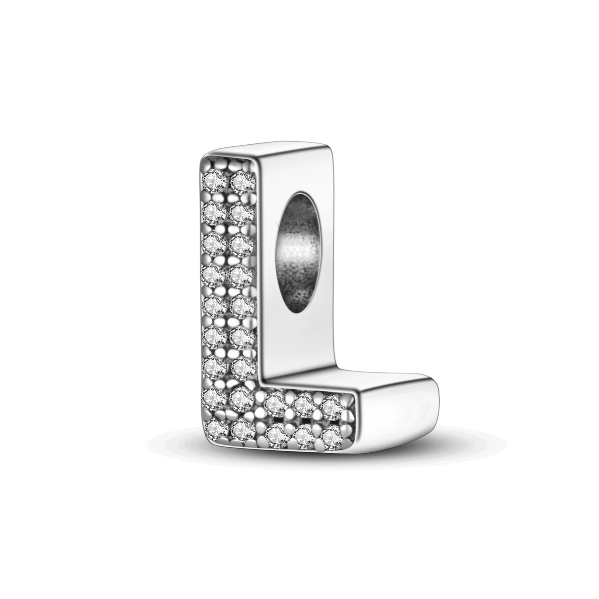 

925 Sterling Silver Letter L Charms Full Paved CZ Initial Dangle Beads Fit Bracelets Necklace Women DIY Jewelry Gift