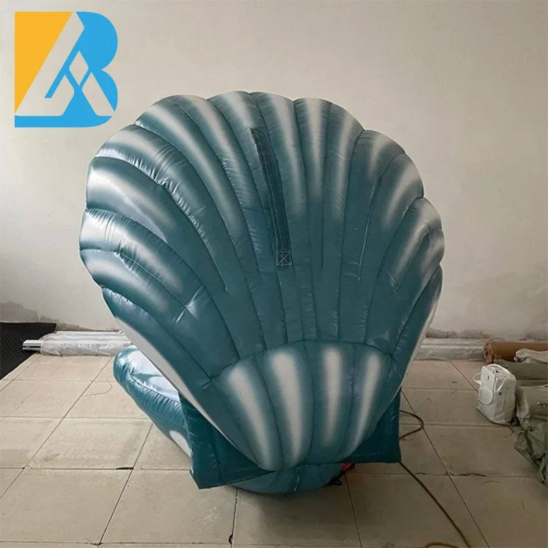 อุปกรณ์งานสั่งทําพิเศษ Blue Giant Inflatable Sea Shell สําหรับของเล่นแสดงงานปาร์ตี้