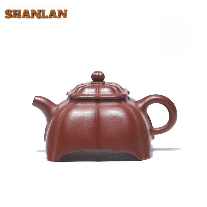 

180 мл подлинные фиолетовые глиняные чайники Исин ручной работы с лепестками цветов квадратный горшок необработанная руда фиолетовый грязевой чайник Zisha чайный сервиз коллекция