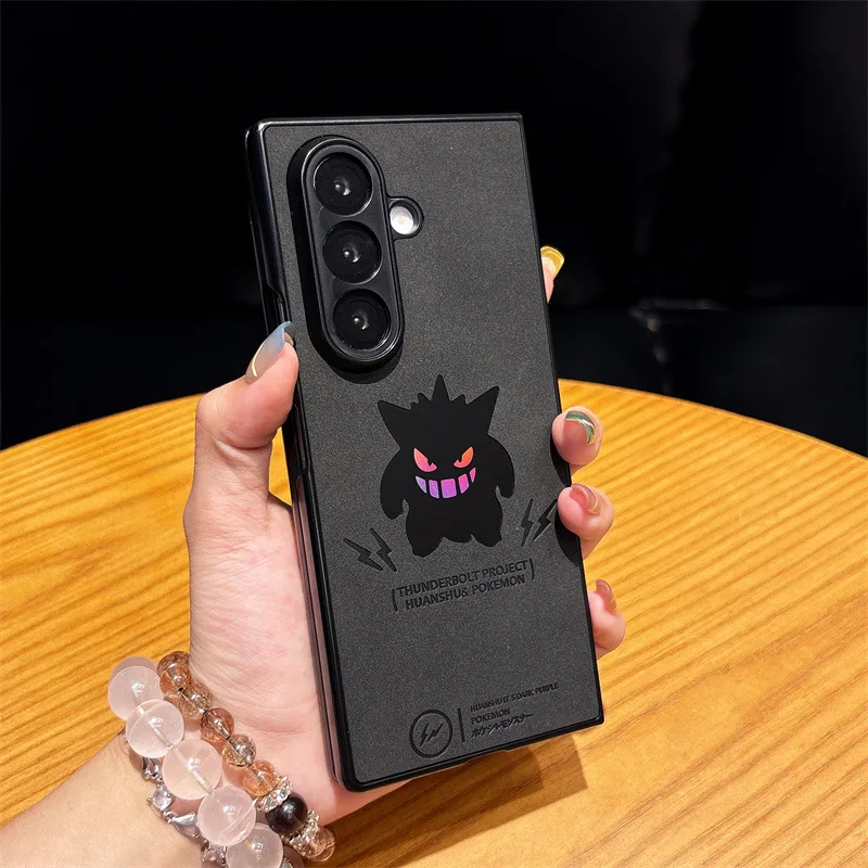 أنيمي لطيف الكرتون Gengar الليزر الجلود الملمس جراب هاتف ل Z أضعاف 7 6 5 4 Zflip6 Zflip7 FE Zflip5 Zflip4 غطاء مقاوم للصدمات #3