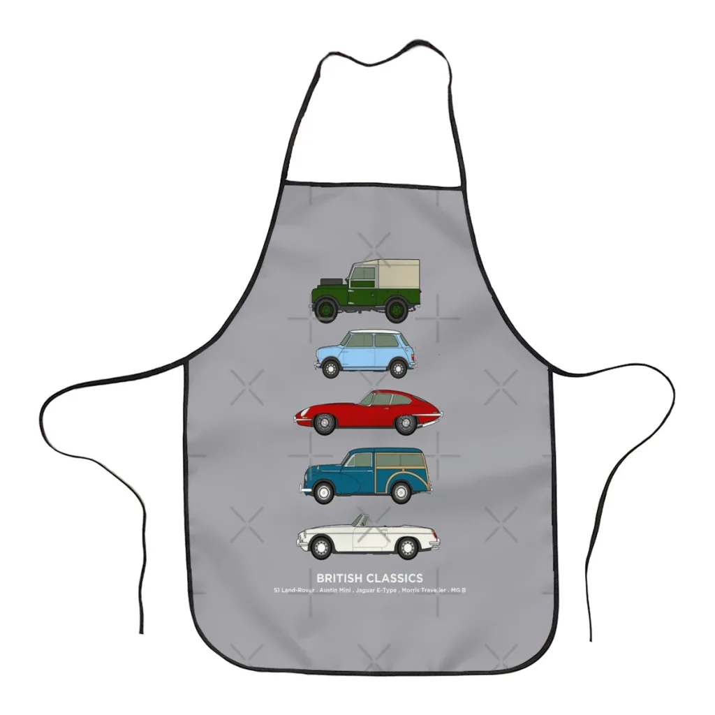 

British Classic Cars Collection Kitchen Aprons for Women Household Cleaning Apron Chefs Cooking Baking Apron for Child