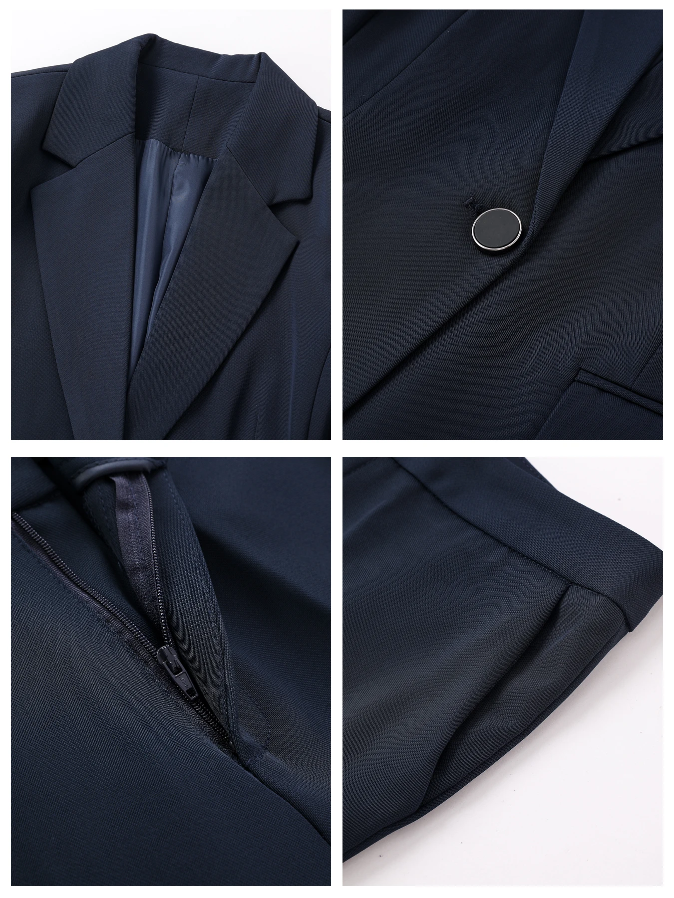 Einreihiges Ein-Knopf-Anzug-Set. Stilvolles, schmal geschnittenes, einfarbiges, langärmliges Revers mit fallendem Revers und eleganter Hose. 2-teiliges Set