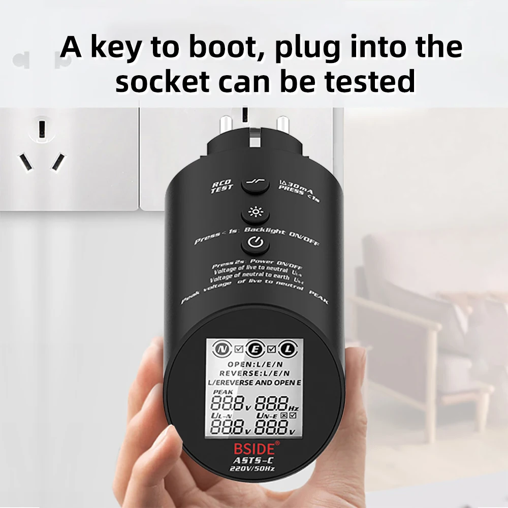 Electricista Polarity Phase Wiring Cable Status Check RCD Meter BSIDE Circuit Analyzer Professional Socket Tester Outlet Checker