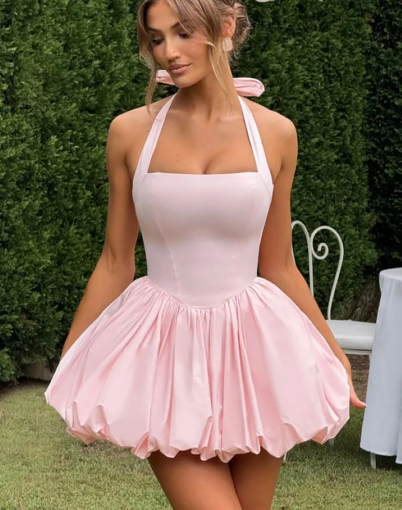 Elegant Halter Corset Short Dress Women's Backless A-line Mini Dresses Evening Party Black Pink Red White Summer Wedding Guest - AliExpress 200000345 Elegant Halter Corset Short Dress Women's Backless A-line Mini Dresses Evening Party Black Pink Red White Summer Wedding Guest - AliExpress 200000345