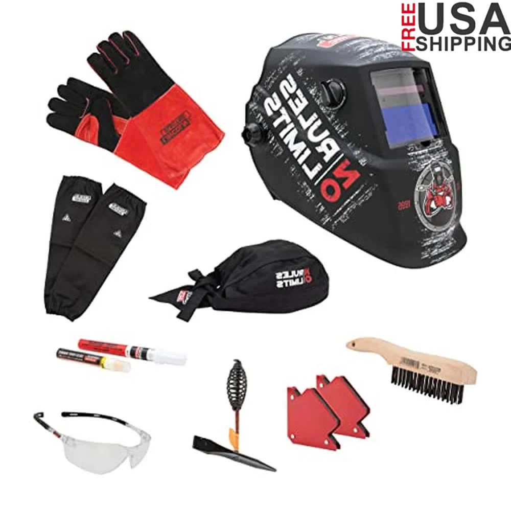 Auto Darkening Welding Helmet Kit Solar Power External Control Arc Sensors Optical Clarity Grind Mode Black 2.86kg Nylon