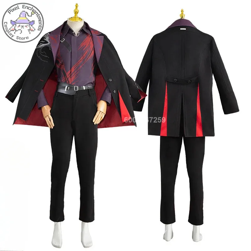 لعبة الحب والمساحة العميقة سيلوس لا هوادة له الفاتح تأثيري حلي الرجال شعر مستعار قرمزي الحجاب موحدة البدلة Onychinus حفلة الهالوين