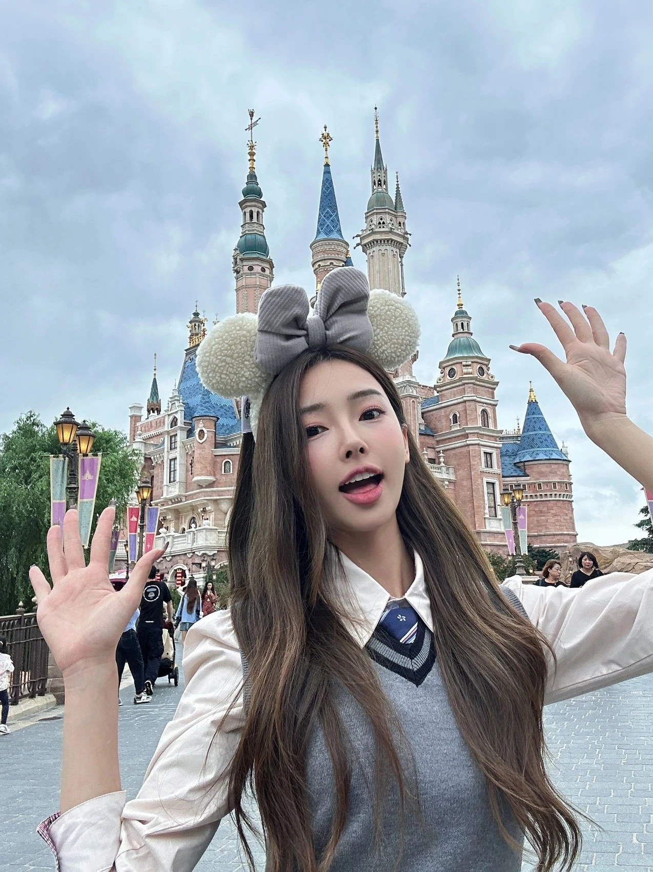 

Пастельно-розовый вязаный комплект JK orm Vest Skirt Set Korean Sle Long Sve irt Cisas School orm Sle Women's En...