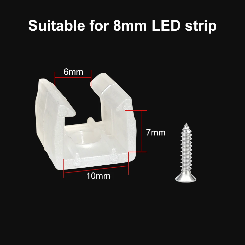 6mm 8mm 12mm 15mm LED Strip Fix Clips Connector With Screws For Fixing 2835 Neon Light/COB Plastic Buckle Flexible Accessories